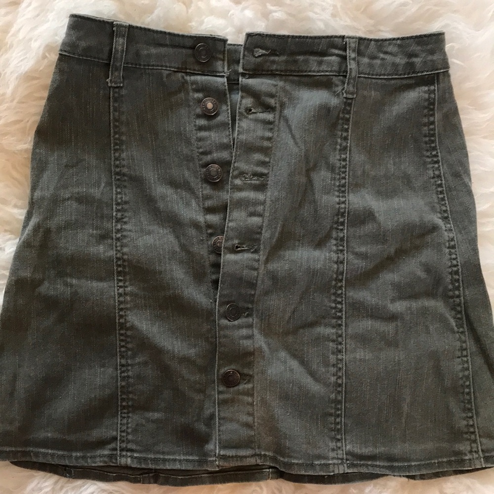 Olive button up tight skirt